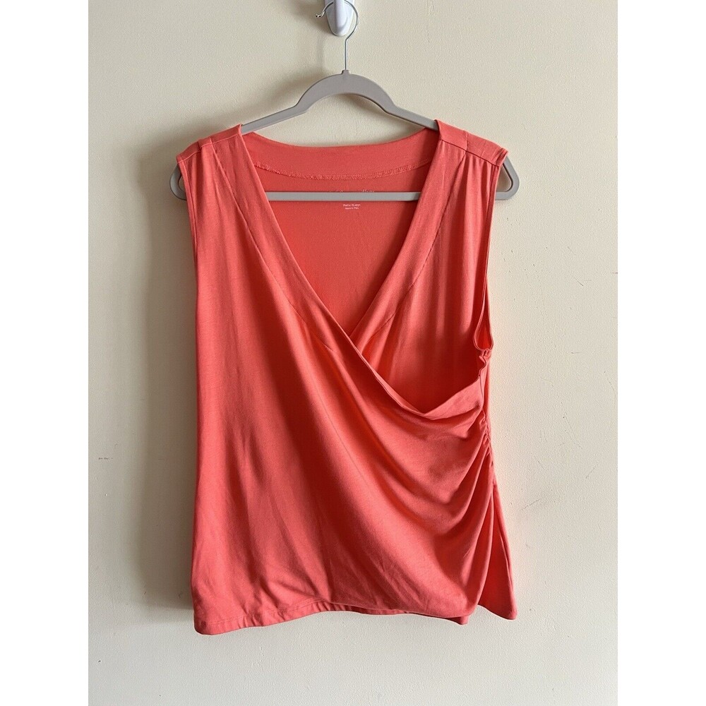 Soft Surroundings Womens XL Petite Tank Top Faux Wrap Coral Sleeveless Shirt